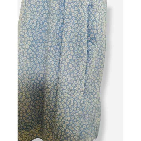 Abercrombie A&F Blue Floral Midi Dress Smocked Bodice Pockets Slit Size S - Picture 5 of 9